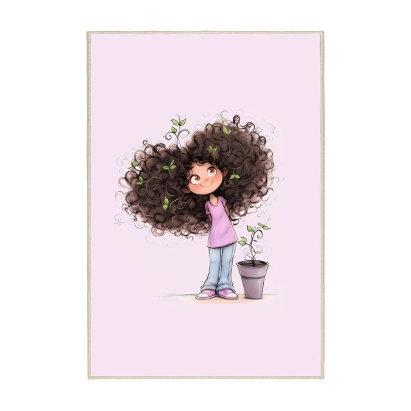 فرش ماشینی اتاق کودک اورکوم طرح دختر کد kids_9001