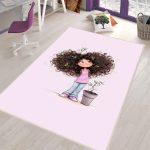 فرش ماشینی اتاق کودک اورکوم طرح دختر کد kids_9001