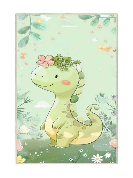 فرش ماشینی اتاق کودک اورکوم طرح دایناسور کد kids_9002