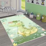 فرش ماشینی اتاق کودک اورکوم طرح دایناسور کد kids_9002