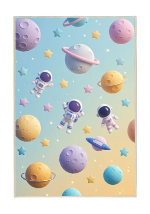 فرش ماشینی اتاق کودک اورکوم طرح فضانورد کد kids_9003