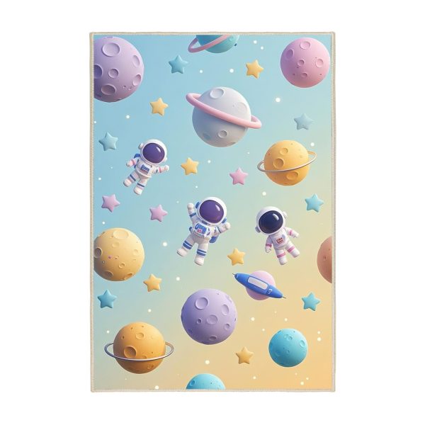 فرش ماشینی اتاق کودک اورکوم طرح فضانورد کد kids_9003