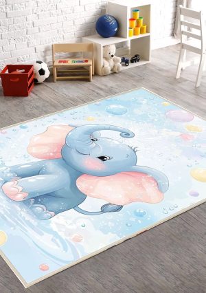 فرش ماشینی اتاق کودک اورکوم طرح فیل کد kids_9005