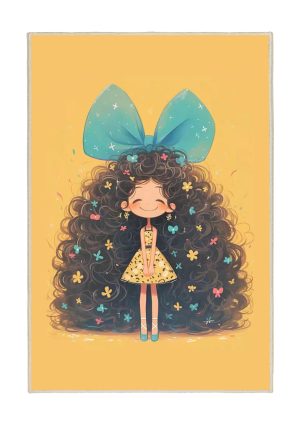 فرش ماشینی اتاق کودک اورکوم طرح دختر نارنجی کد kids_9007