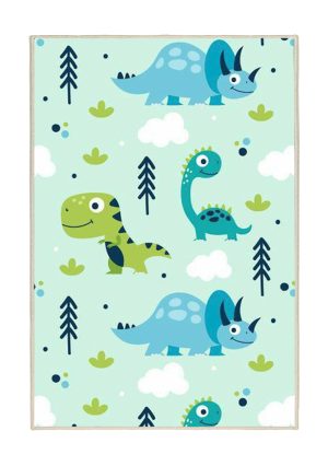 فرش ماشینی اتاق کودک اورکوم طرح دایناسور کد kids_9008