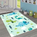 فرش ماشینی اتاق کودک اورکوم طرح دایناسور کد kids_9008