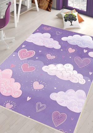 فرش ماشینی اتاق کودک اورکوم طرح آسمان کد kids_9009