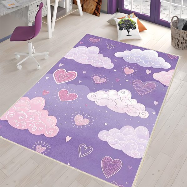 فرش ماشینی اتاق کودک اورکوم طرح آسمان کد kids_9009