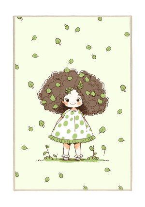 فرش ماشینی اتاق کودک اورکوم طرح دختر طبیعت کد kids_9010