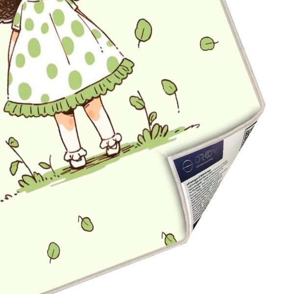 فرش ماشینی اتاق کودک اورکوم طرح دختر طبیعت کد kids_9010