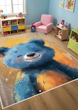 فرش ماشینی اتاق کودک اورکوم طرح خرس کد kids_9011