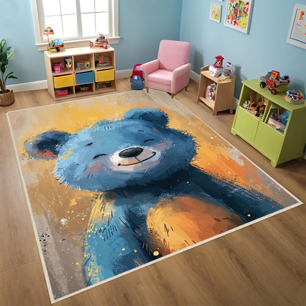 فرش ماشینی اتاق کودک اورکوم طرح خرس کد kids_9011