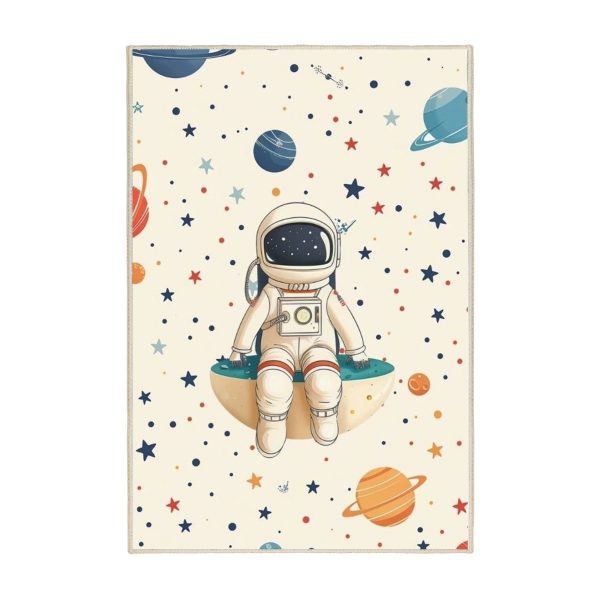 فرش ماشینی اتاق کودک اورکوم طرح فضانورد کد kids_9012