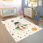 فرش ماشینی اتاق کودک اورکوم طرح فضانورد کد kids_9012