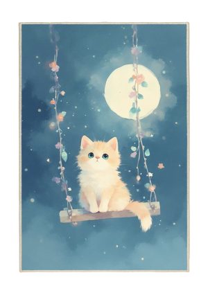 فرش ماشینی اتاق کودک اورکوم طرح گربه کد kids_9013