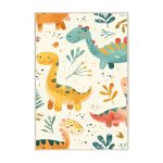 فرش ماشینی اتاق کودک اورکوم طرح دایناسور کد kids_9014