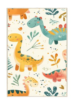 فرش ماشینی اتاق کودک اورکوم طرح دایناسور کد kids_9014