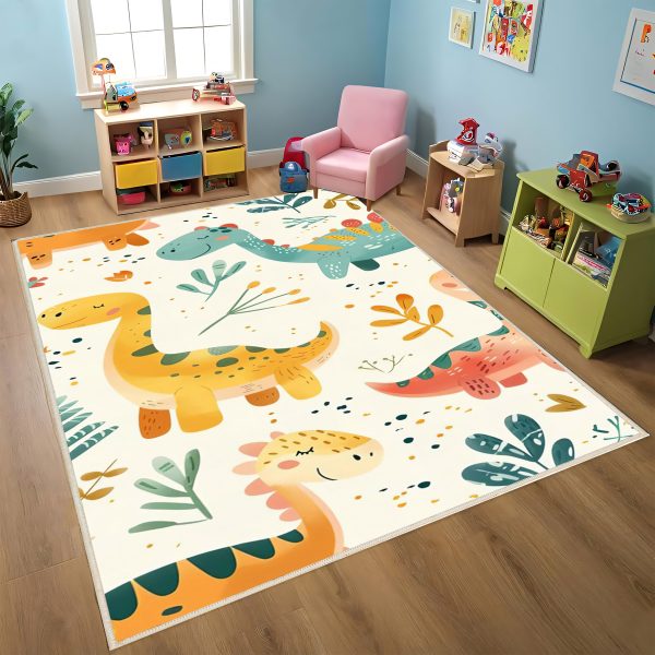 فرش ماشینی اتاق کودک اورکوم طرح دایناسور کد kids_9014
