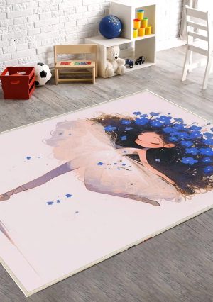 فرش ماشینی اتاق کودک اورکوم طرح دختر بالرین کد kids_9015