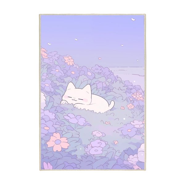 فرش ماشینی اتاق کودک اورکوم طرح گربه کد kids_9016