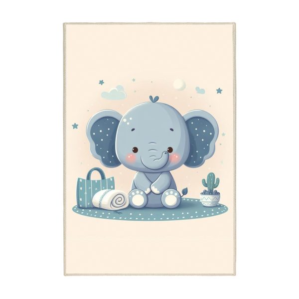 فرش ماشینی اتاق کودک اورکوم طرح فیل کد kids_9017