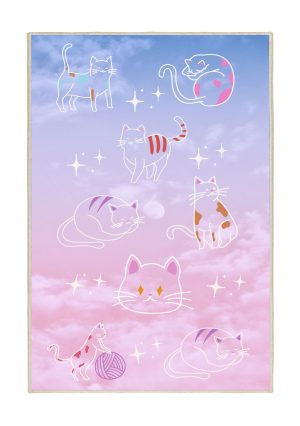 فرش ماشینی اتاق کودک اورکوم طرح گربه کد kids_9018