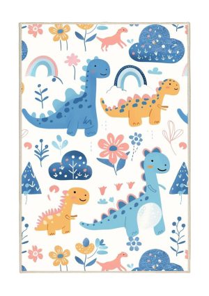 فرش ماشینی اتاق کودک اورکوم طرح دایناسور کد kids_9019