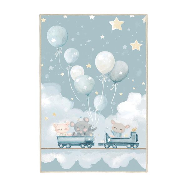 فرش ماشینی اتاق کودک اورکوم طرح قطار موشها کد kids_9020