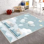 فرش ماشینی اتاق کودک اورکوم طرح قطار موشها کد kids_9020