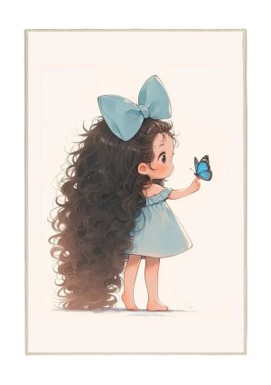 فرش ماشینی اتاق کودک اورکوم طرح دختر و پروانه کد kids_9021