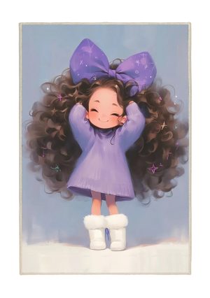 فرش ماشینی اتاق کودک اورکوم طرح دختر مو فرفری کد kids_9022